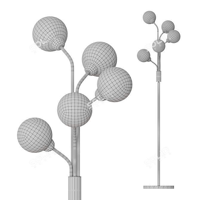 Modern Corner Design Ball Floorlamp 3D model image 3