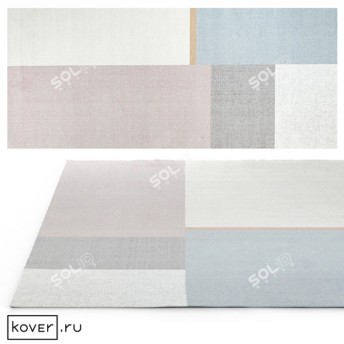 Graphic Modern Wool Blend Rug 3D model image 1