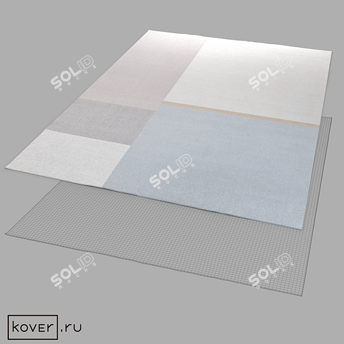 Graphic Modern Wool Blend Rug 3D model image 2