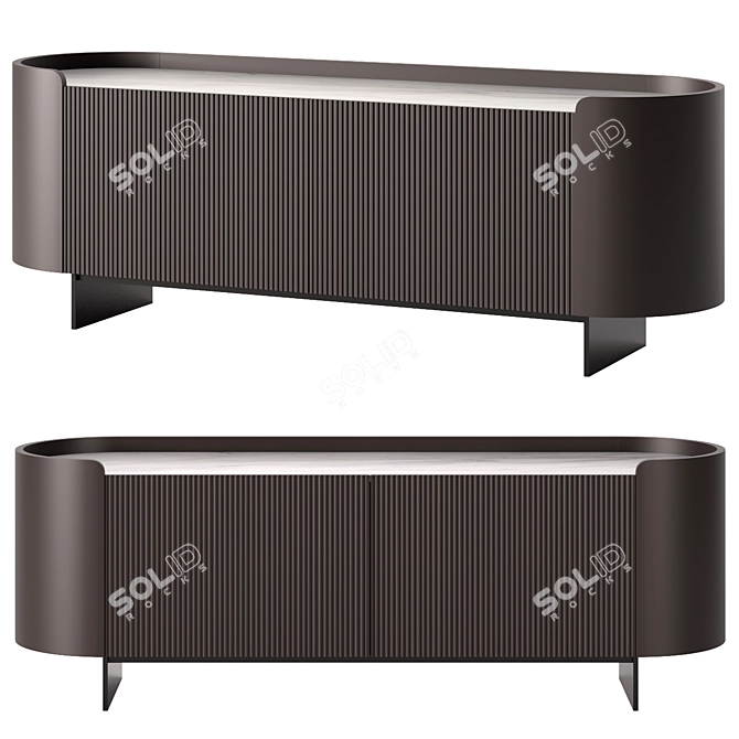 Contemporary Wooden Sideboard Design 3D model image 4