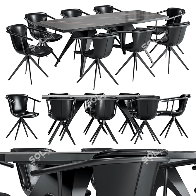 Modern Dining Chair & Table 3D model image 1