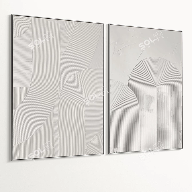 Textured Plaster Dual Photo Frame 3D model image 4