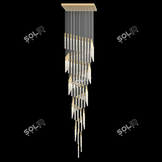 Square Spiral LED Chandelier Russia 3D model image 5