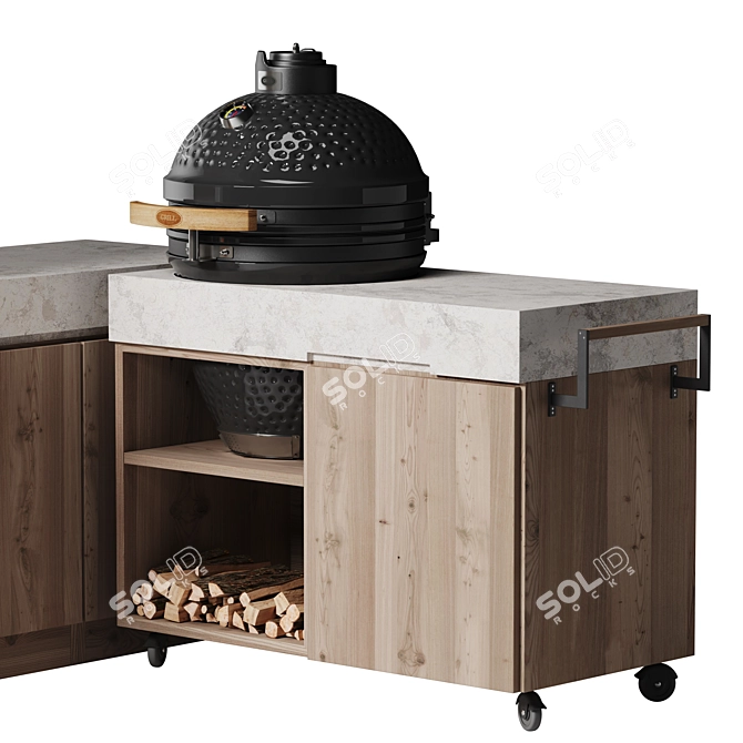 Modern Style BBQ Grill with Sink 3D model image 5