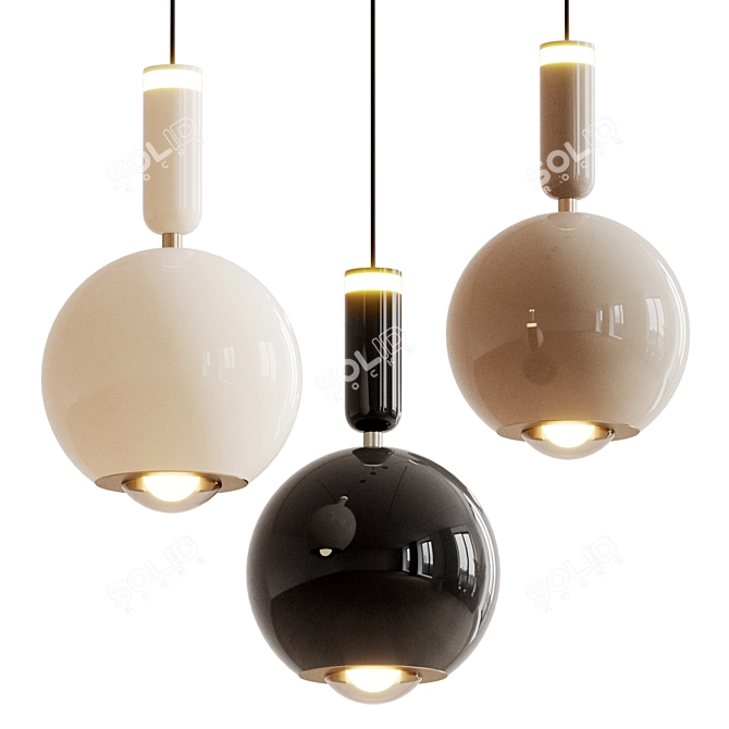 Modern Metal Orb Lamp Fixture 3D model image 1