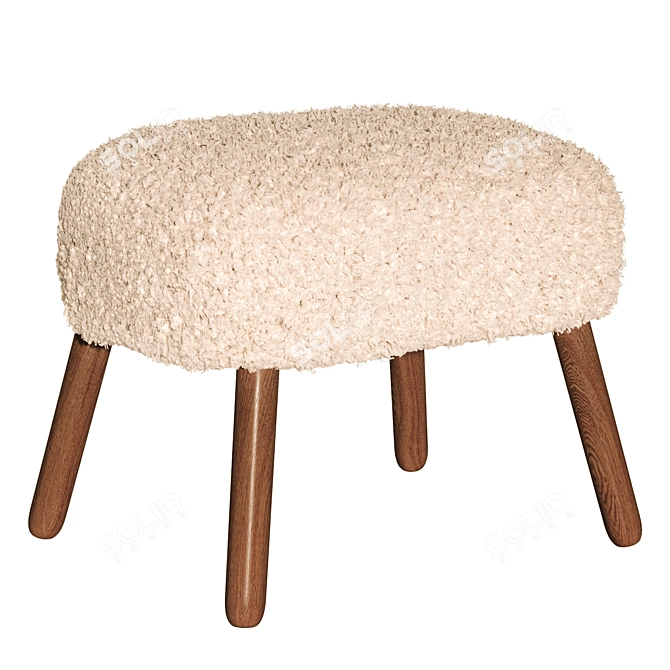 Plush Terry Footrest Stool 3D model image 1