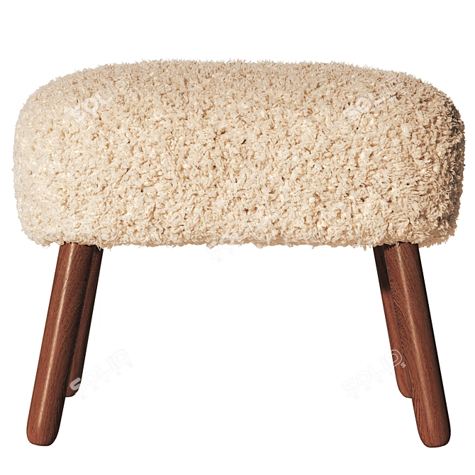 Plush Terry Footrest Stool 3D model image 2