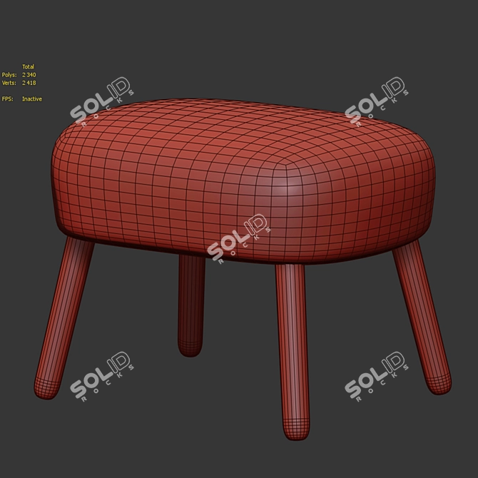 Plush Terry Footrest Stool 3D model image 3