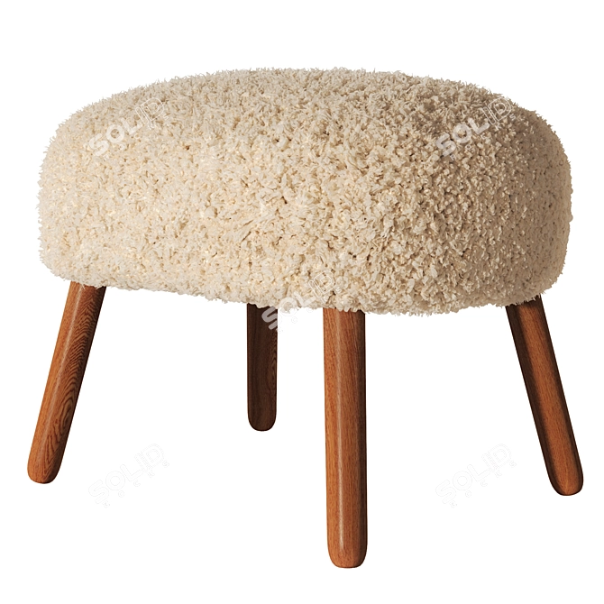 Plush Terry Footrest Stool 3D model image 4