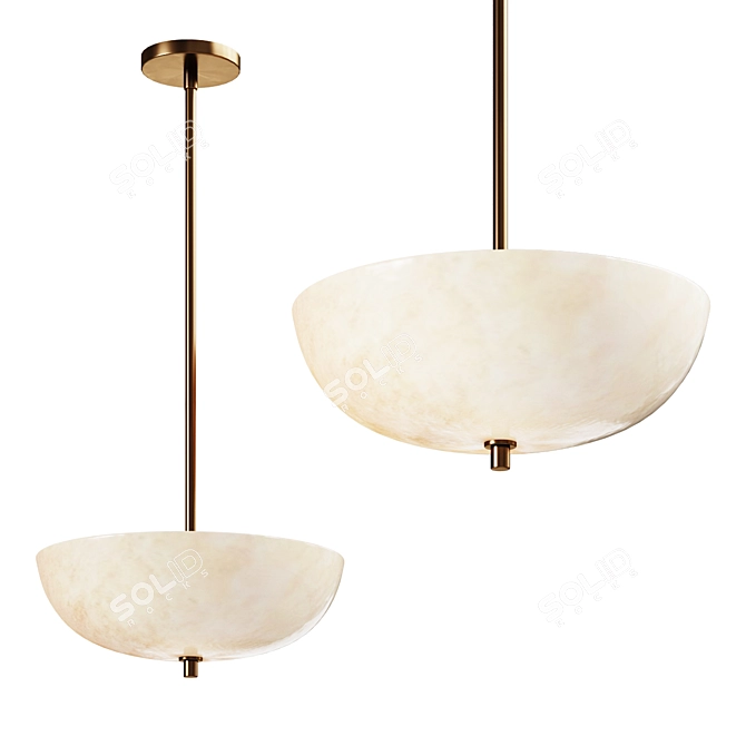 Windham Alabaster Bowl Pendant Chandelier 3D model image 1