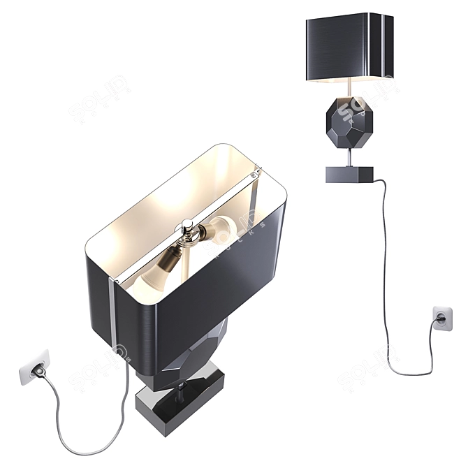 Elegant Octagonal Brass Table Lamp 3D model image 8