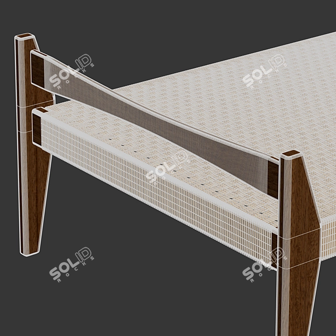 Handcrafted Rattan Wood Daybed 3D model image 6