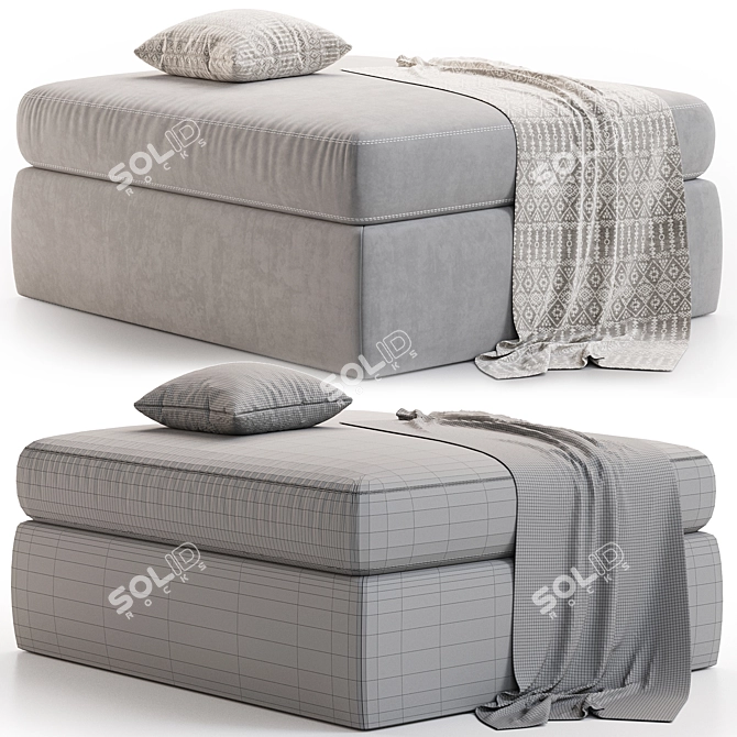 Comfort Foam Ottoman in Granite 3D model image 3