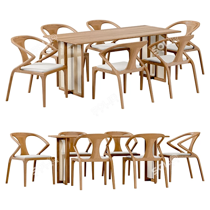 Modern Dining Set Furniture Pair 3D model image 1