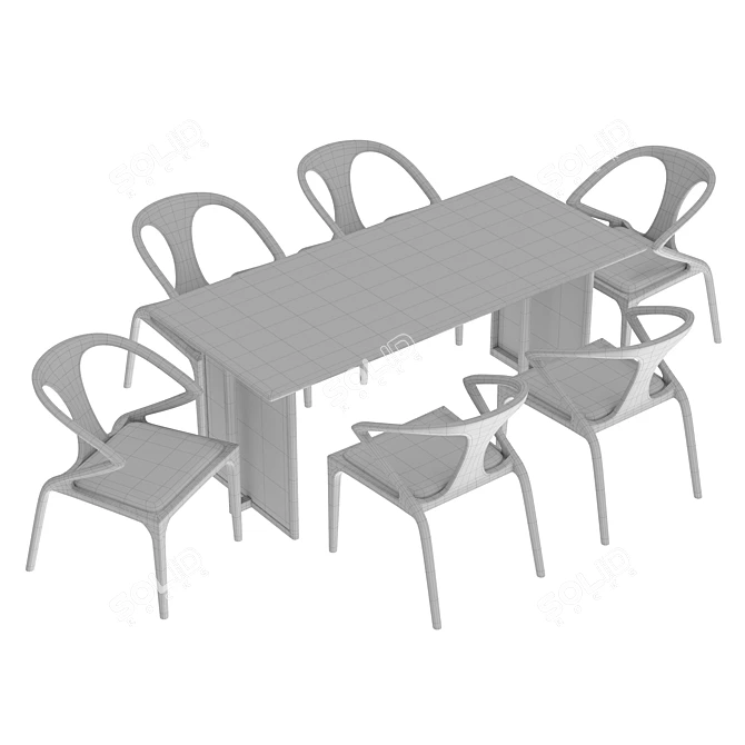 Modern Dining Set Furniture Pair 3D model image 6