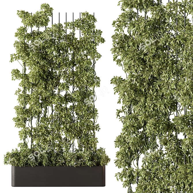 Green Living Wall Divider - Set 3D model image 1