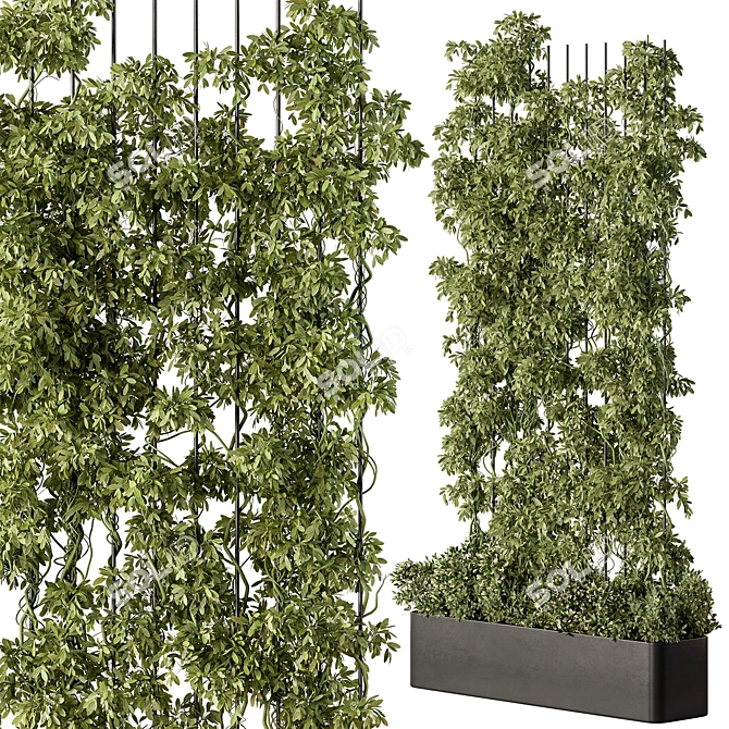 Green Living Wall Divider - Set 3D model image 2