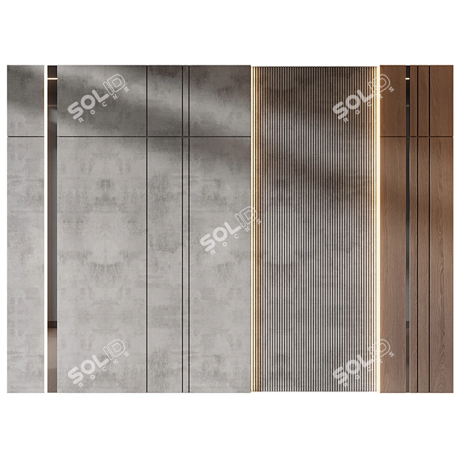 Modern Wood Wall Panel Set 3D model image 1