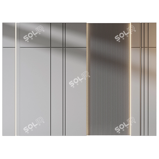 Modern Wood Wall Panel Set 3D model image 2