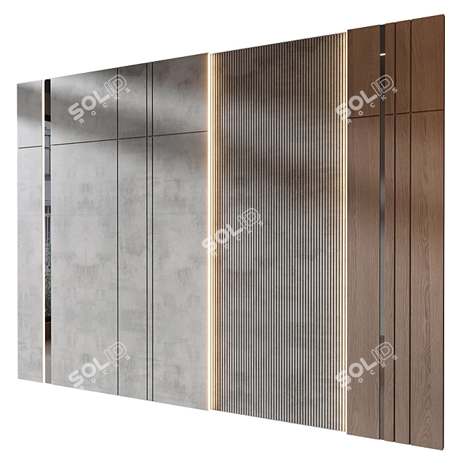 Modern Wood Wall Panel Set 3D model image 3