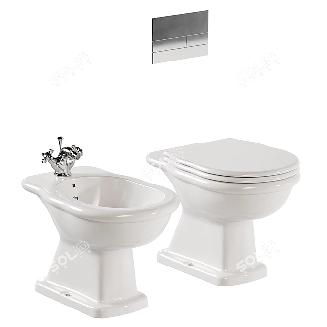 Boheme Ceramic Toilet and Bidet 3D model image 1