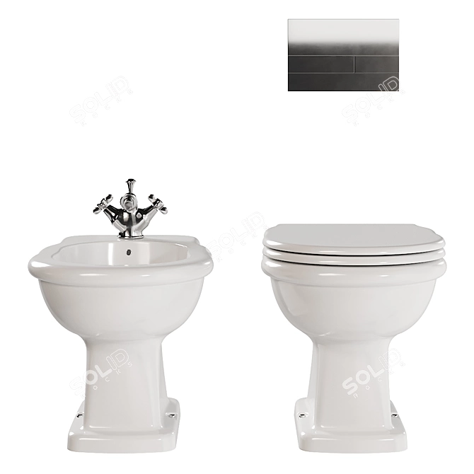 Boheme Ceramic Toilet and Bidet 3D model image 3