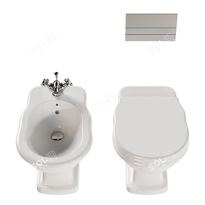 Boheme Ceramic Toilet and Bidet 3D model image 4