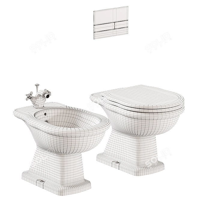 Boheme Ceramic Toilet and Bidet 3D model image 5