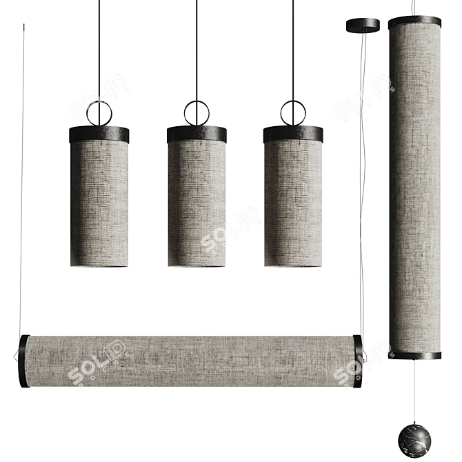 Sleek Aramos Pendant Light 3D model image 2