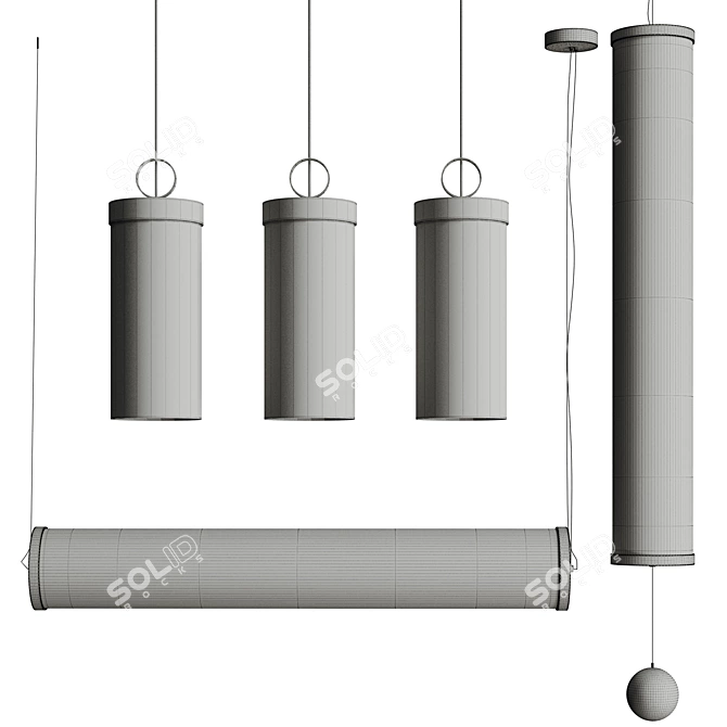 Sleek Aramos Pendant Light 3D model image 3