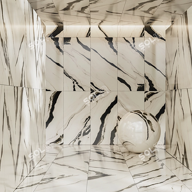 Calacatta Stone Simulated Porcelain Tile 3D model image 1