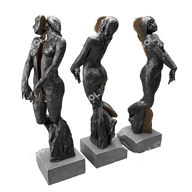 Sculpted Woman Metal Statue 3D model image 5