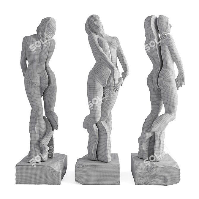 Sculpted Woman Metal Statue 3D model image 6