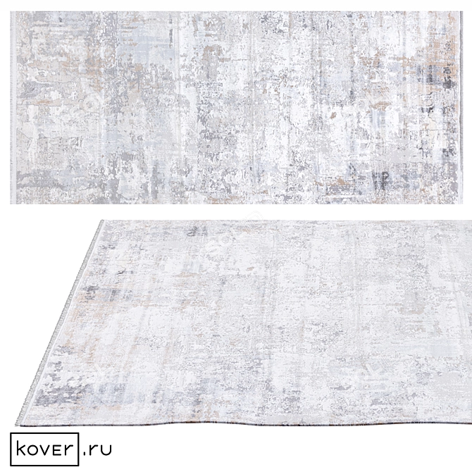 Abstract Graphic Modern Bamboo Silk Rug 3D model image 1