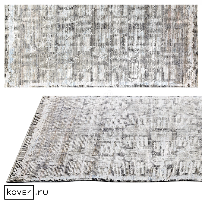 Silk Abstract Graphic Area Rug 3D model image 1