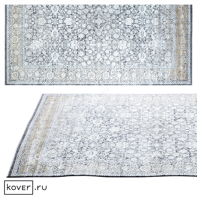 Floral Silk Area Rug | Modern Classic 3D model image 1