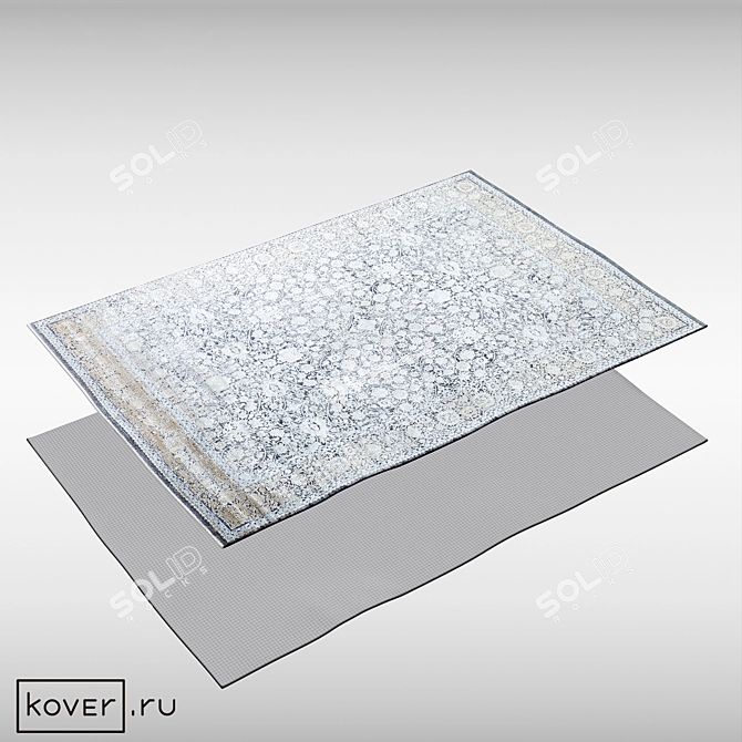 Floral Silk Area Rug | Modern Classic 3D model image 2