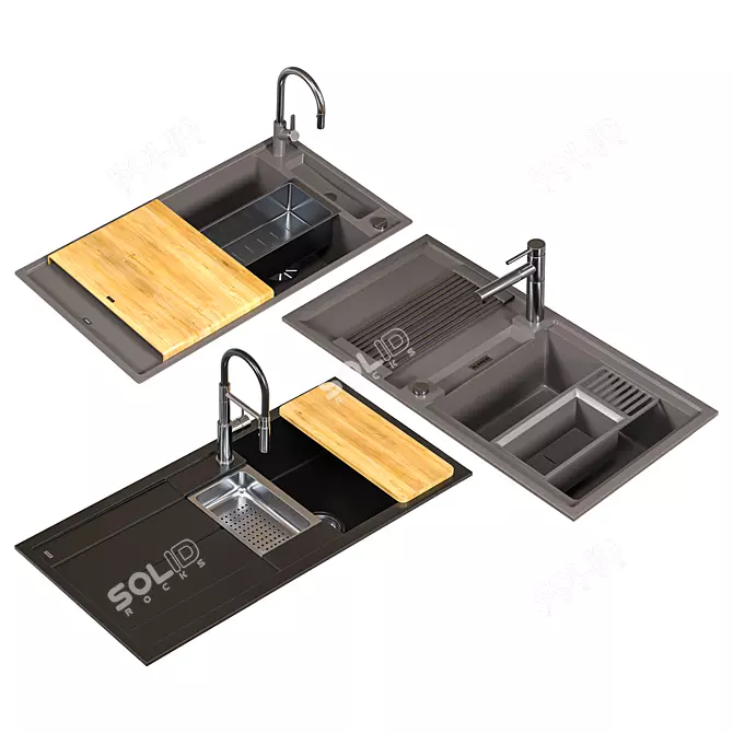 Blanco Sink Set Trio 3D model image 1