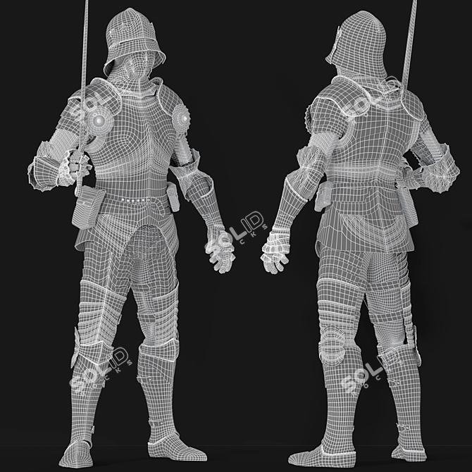 Gothic German Armor Replica 3D model image 6