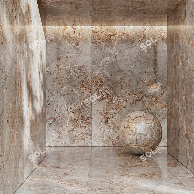 Luxury Stone Marble Brown Tiles 3D model image 1