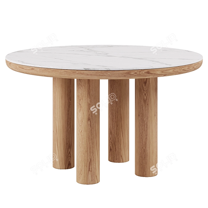 "Modern Round Dining Table - Ellen 3D model image 2