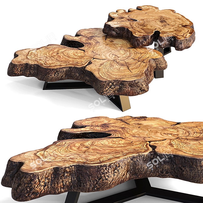 Natural Wood Coffee Tables 3D model image 2