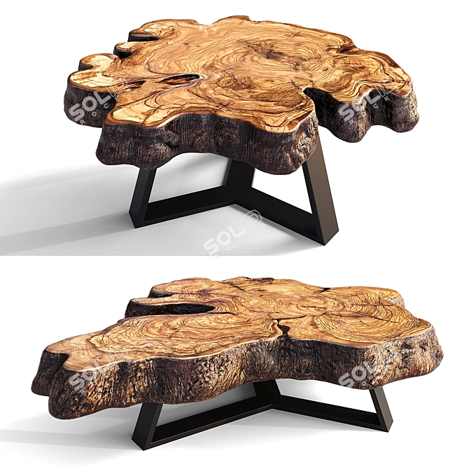 Natural Wood Coffee Tables 3D model image 4