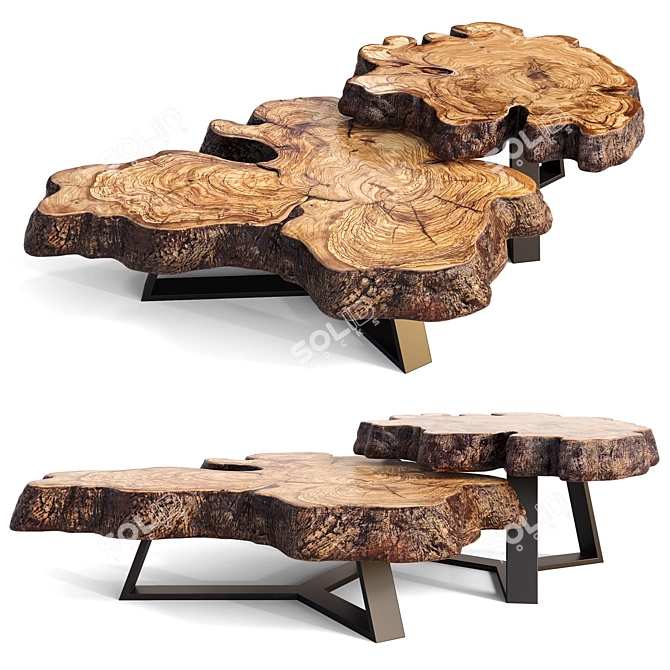 Natural Wood Coffee Tables 3D model image 7