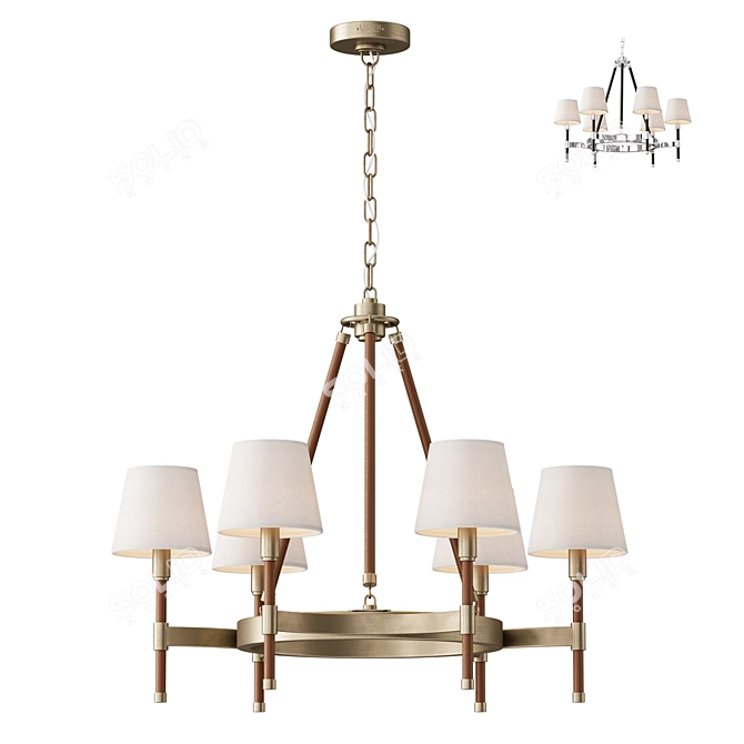 Equestrian Inspired Brass Chandelier 3D model image 1