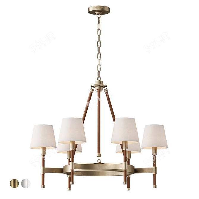 Equestrian Inspired Brass Chandelier 3D model image 6