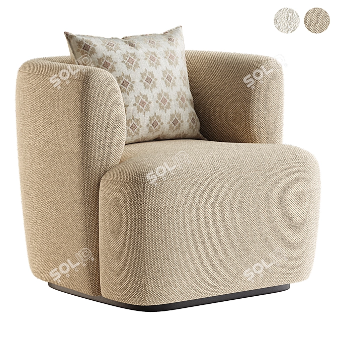 Elegant Nidou Armchair Design 3D model image 2