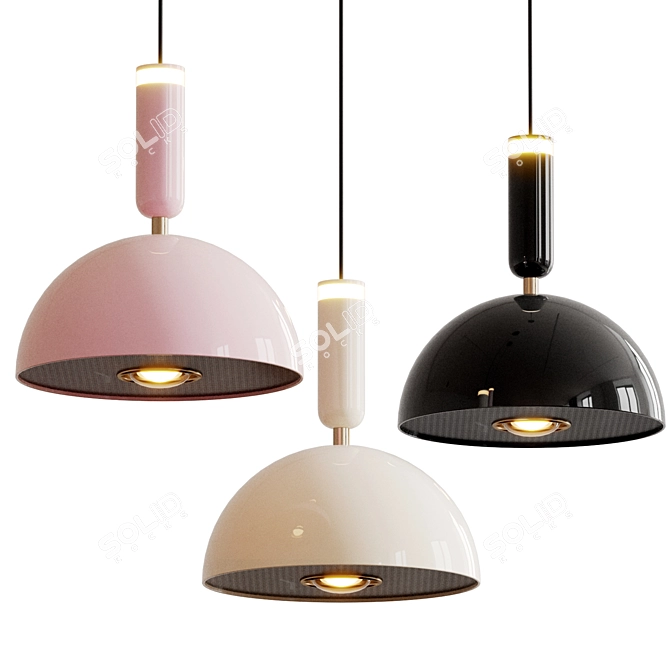 Sleek Metal Dome Lighting Fixture 3D model image 1