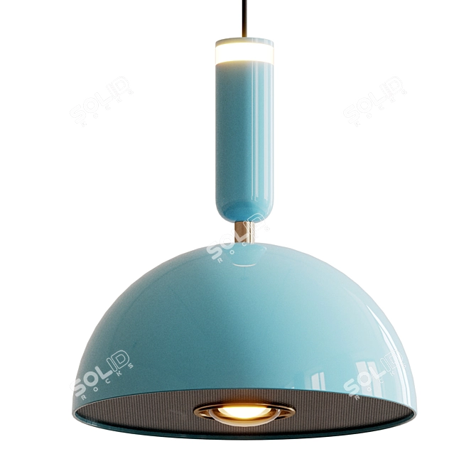 Sleek Metal Dome Lighting Fixture 3D model image 2