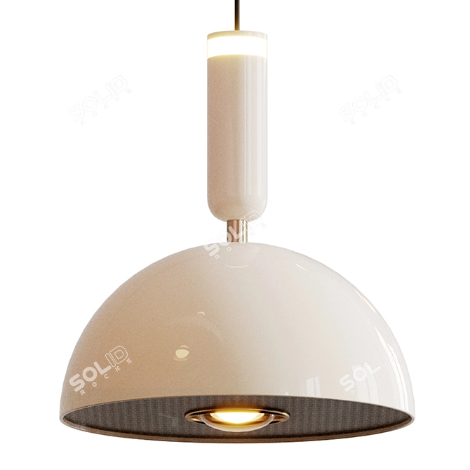 Sleek Metal Dome Lighting Fixture 3D model image 5